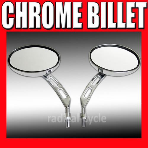 2 chrome billet oval motorcycle mirrors pair suzuki gs 1000,gs 1100,gs 1150