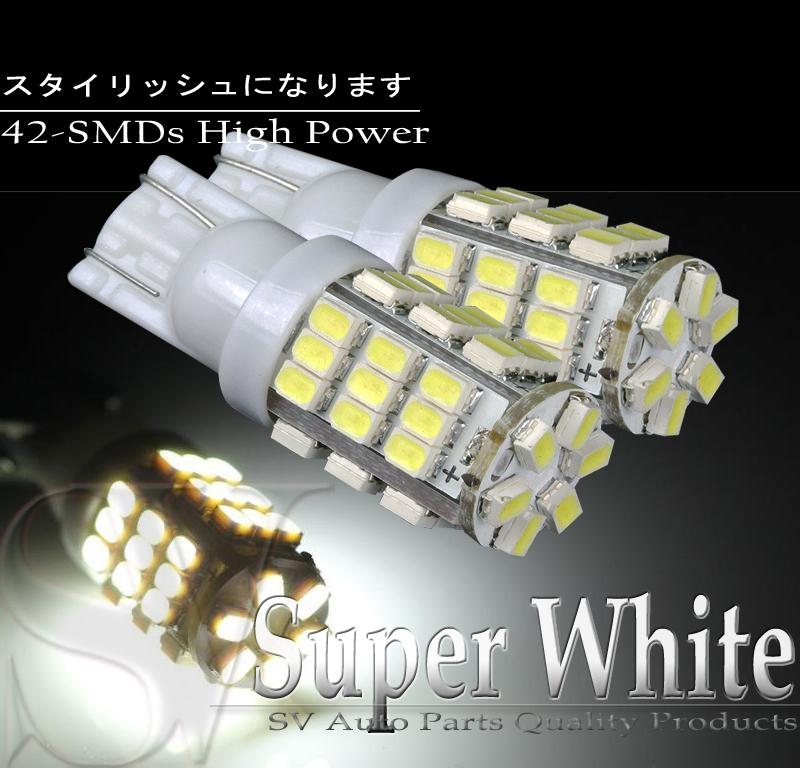 Led auto interior wedge lamp light bulbs super white 42-smd t10/1206 pair