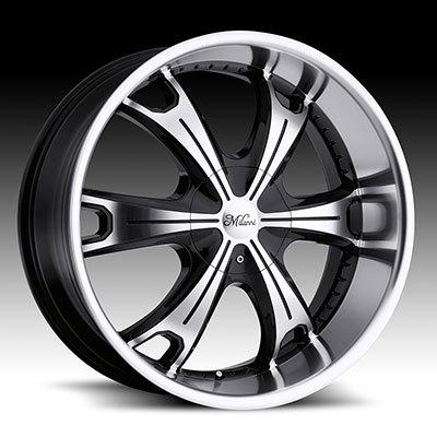 24" milanni stellar 452 6x4.5/5.5 escalade navigator black wheels rims free lugs