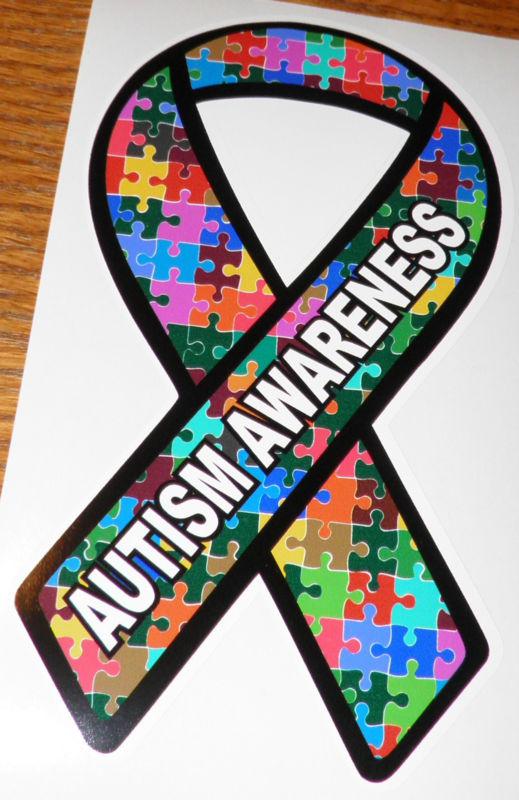 Autism ribbon decal  approx 3.5 x 6.5"