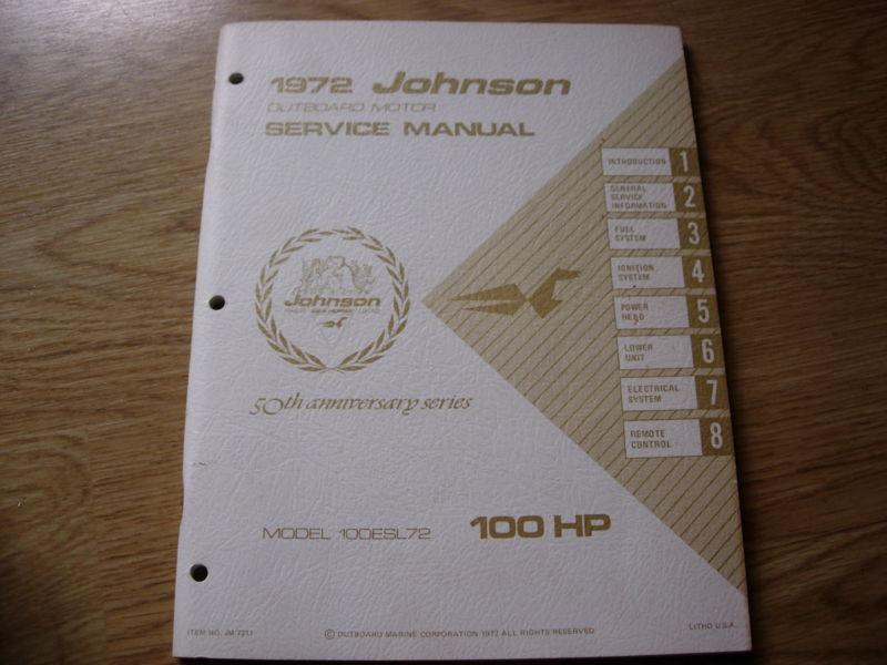 Omc johnson outboard - repair service manual - 1972 - 100hp - jm-7211