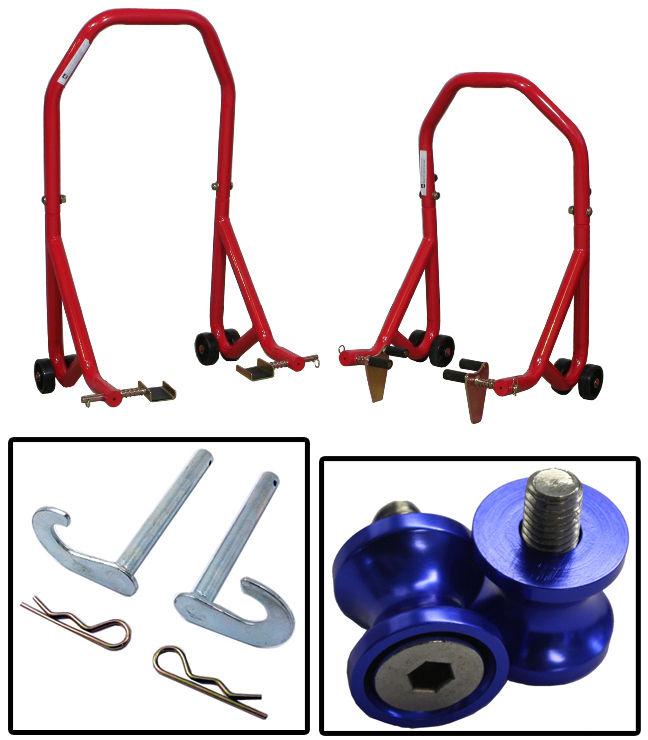 Series 3 red front and rear stands blue bobbin spools 10mm yamaha yzf750 all