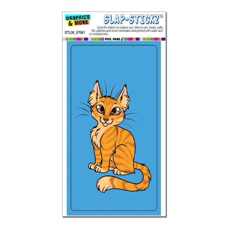 Tabby cat orange on blue - pet - slap-stickz™ car window locker bumper sticker