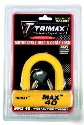 Trimax max 40 motorcycle disc lock yellow max40ly new
