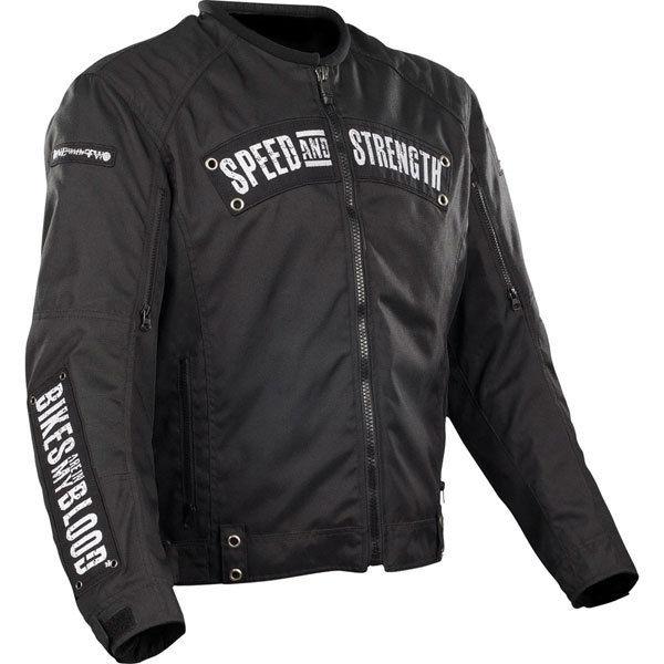 Black xl speed and strength bikes are in my blood textile jacket