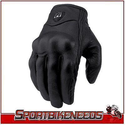 Icon pursuit stealth black leather glove 3x-large