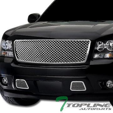 Chrome mesh front hood bumper grill grille 07-12 chevy tahoe/suburban/avalanche