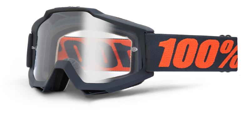 100% accuri goggle gunmetal lens clear motocross mx percent goggles