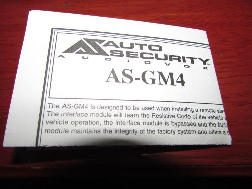 Installation instructions for audiovox as-gm4