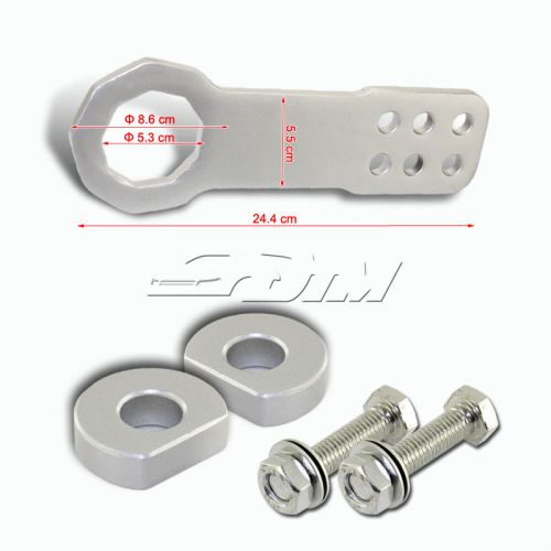 Jdm anodized cnc billet aluminum silver front bumper racing tow hook for ford
