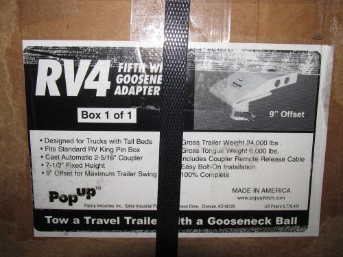 Rv4 popup hitch kingpin to gooseneck adapter 9&#034; offset 7 1/2&#034; fixed height
