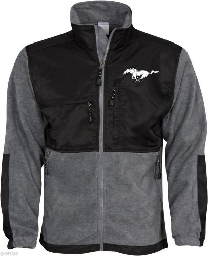 New mens ford mustang running pony black grey size xl polar fleece jacket!