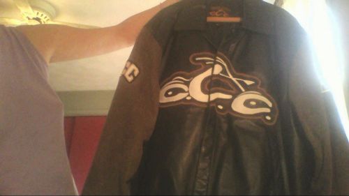 Men&#039;s black orange county choppers leather jacket suede sleeves size xl