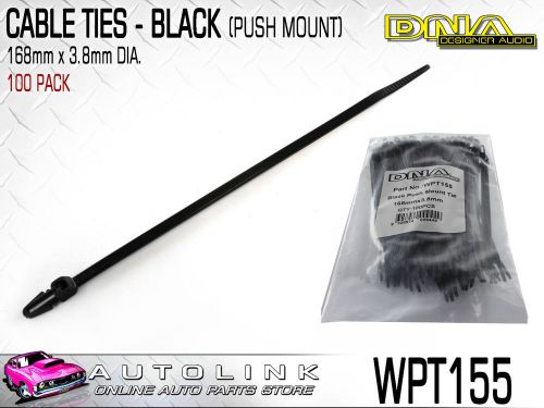 Dna cable ties 155mm x 4.8mm black with push mount clip (pack of 100) wpt155