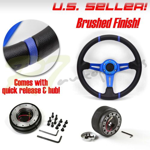 For 76-89 honda accord blue stitch/spoke deep dish steering wheel&amp;hub&amp;q release