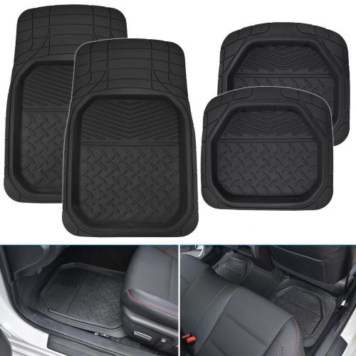 4pc dish rubber floor mats black all weather protection water mud dirt washable