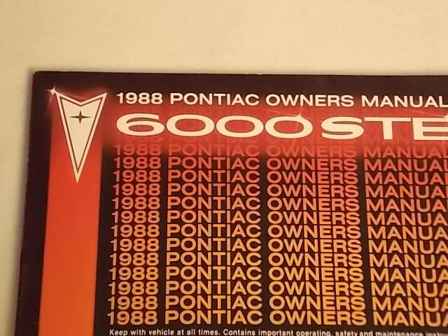       1988     pontiac       6000 ste     owners         manual