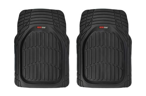 Odorless deep rubber large front car floor mats 2 piece set - all weather black