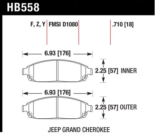 Hawk performance hb558z.710 disc brake pad fits commander grand cherokee (wk)
