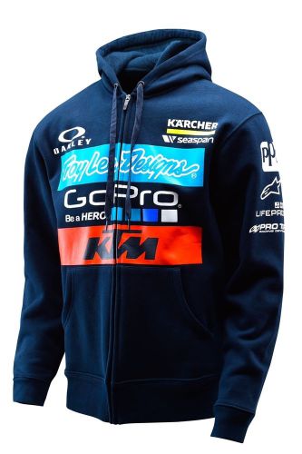 Troy lee designs 2016 ktm team mens zip up hoodie navy blue/orange