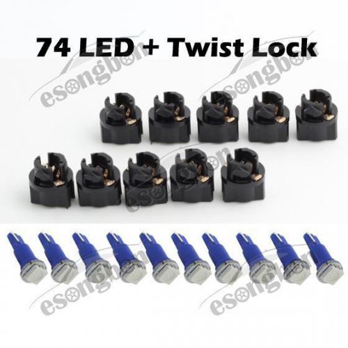 10x t5 twist socket instrument panel plug blue dash light bulb 74 73