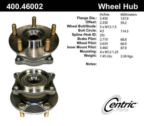 Centric parts axle bearing and hub assembly 400.46002e