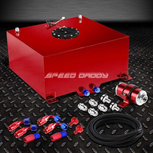 15.5 gallon aluminum fuel cell tank+cap+feed line kit+30 micron gas filter red