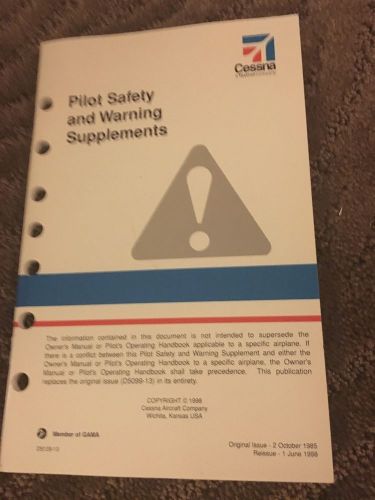 Cessna pilot safety and warning supplements 1998 paperback - 063