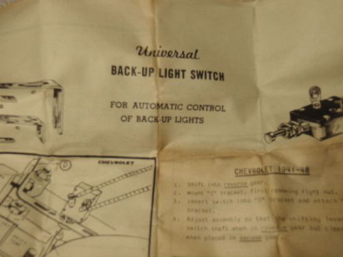 Prefered universal back up light kit with instructions nos