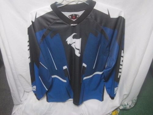 Thor phase mx motocross dirt bike jersey sz small blue black mens 100% polyester