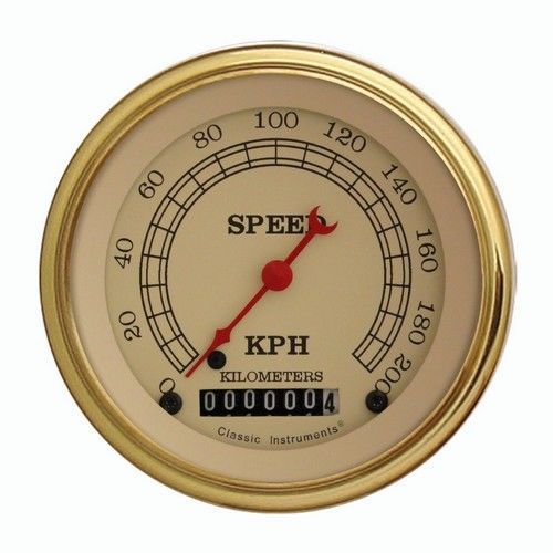 Classic instruments vt59glf speedometer 200 kph - vintage - gold low
