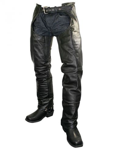 Xelement mens 7561 cowhide leather black motorcycle chaps