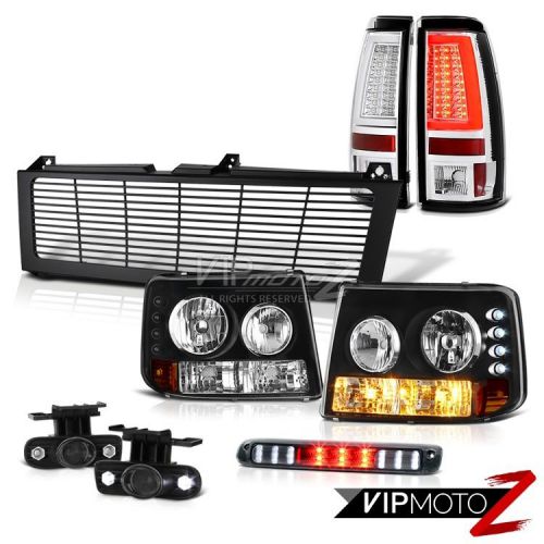 99 00 01 02 chevy silverado tail lamps billet style grille roof brake light fog