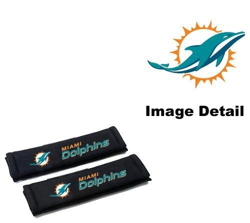 Miami dolphins nfl team logo car truck suv seat belt shoulder pads - pair