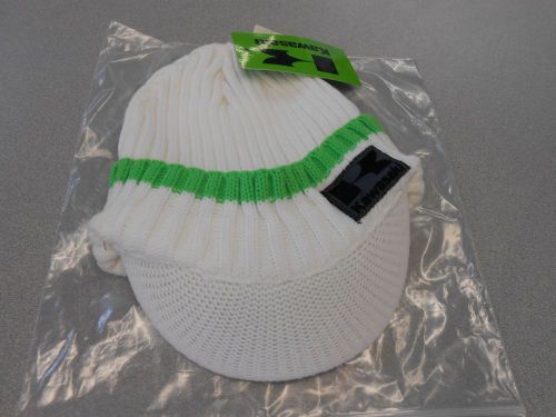 New oem kawasaki white &amp; green low brow brim knit beanie cap hat k0084501whns