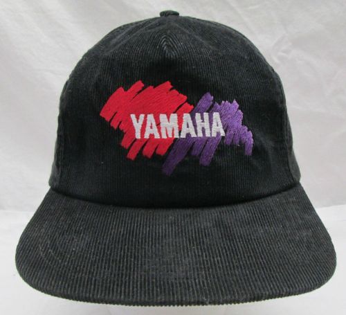Yamaha snowmobile racing hat cap black corduroy embroidered red purple usa