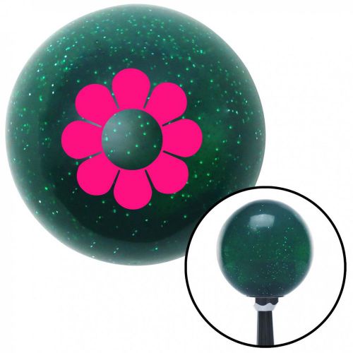 Pink flower power green metal flake shift knob with 16mm x 1.5 insertleather