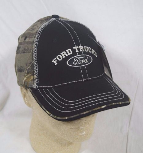 Ford trucks cap black &amp; realtree max-5 camo baseball hat official licensed new