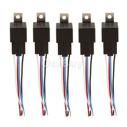 5pcs car truck auto 12v 40a spst relay relays 4pin 4p &amp; socket 4 wires