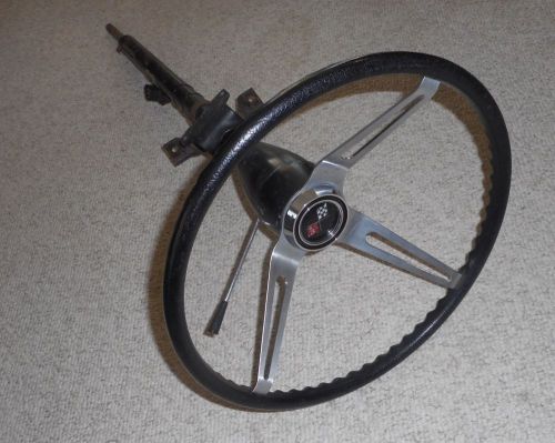 Original 1963 corvette steering column and wheel with horn button