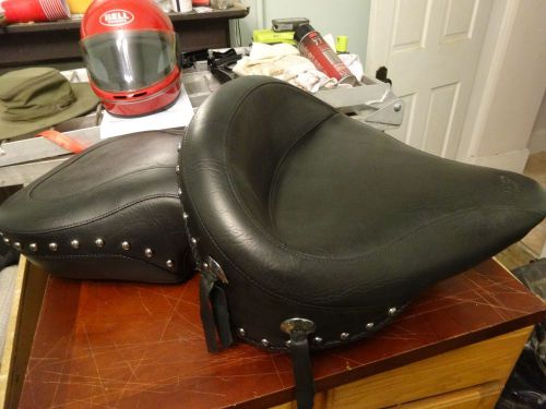 1984-99 mustang wide solo &amp; passenger seats for harley davidson softail