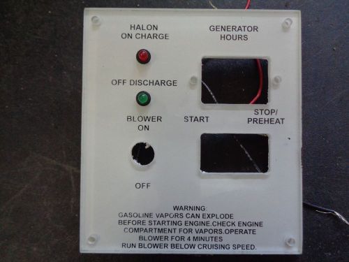 Boat panel with halon charge discharge, generator hours start stop/preheat