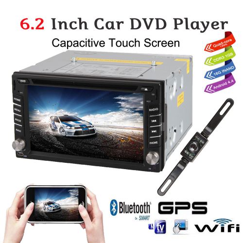 Quad core android 4.4 6.2&#039;&#039;car stereo radio double 2din gps dvd player+ir camera