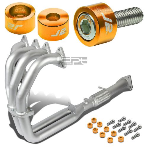 J2 for h22/bb1 ceramic coated exhaust manifold header+gold washer cup bolts