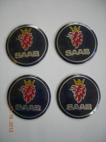 Saab wheel center cap  emblems set 4 aluminum stickers decal 2.5&#034;