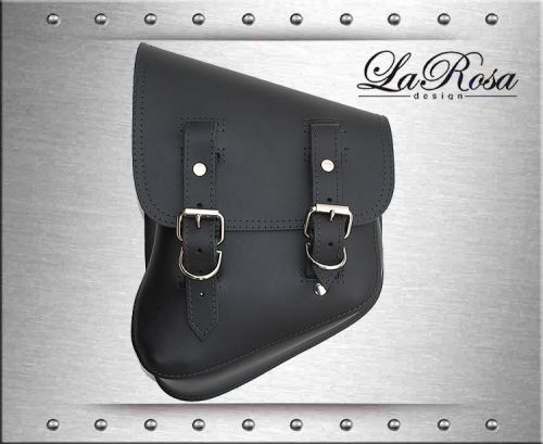 La rosa black leather harley softail bobber custom bolt on saddle bag + pouch