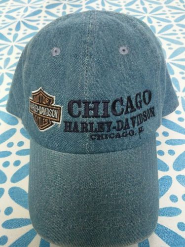 Harley davidson chicago baselball hat. jeans like material