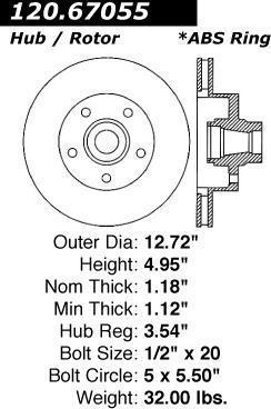 Centric 120.67055 front brake rotor/disc-premium rotor-preferred