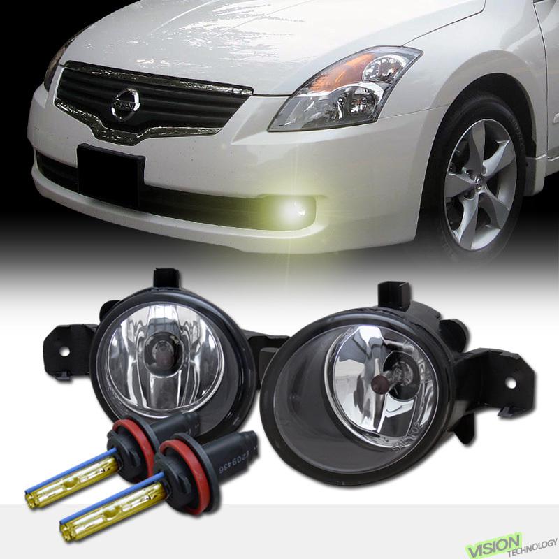 H11 bulb yellow xenon hid+clear lens fog lights lamps+switch 07-09 altima 4d/4dr