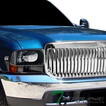 Chrome vertical vip front hood bumper grill grille abs 99-04 ford f250/excursion